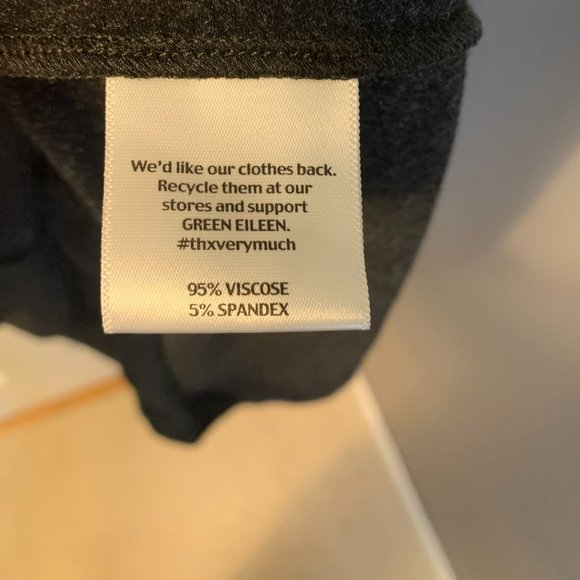 Eileen Fisher Midi Dress Size S Dark Gray Viscose Spandex Stretch Center Pleat - Picture 6 of 6